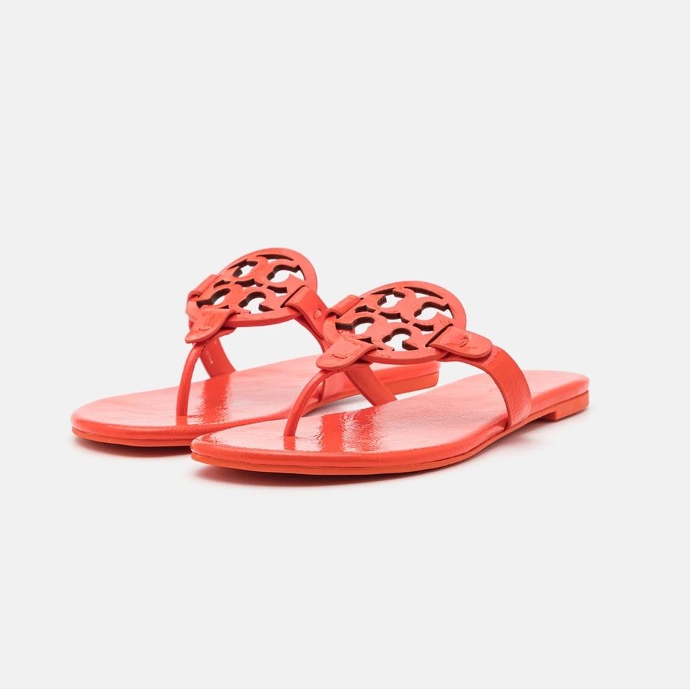 NWT Tory Burch Miller Sandal Flip Flop Coral Poppy Bright Orange Women’s Shoes